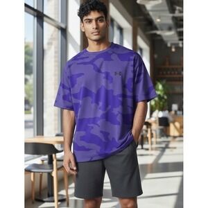 ✨Under Armour Men's Camo Purple T-Shirt Short Sleeve Crew Neck Sz S Workout Gym